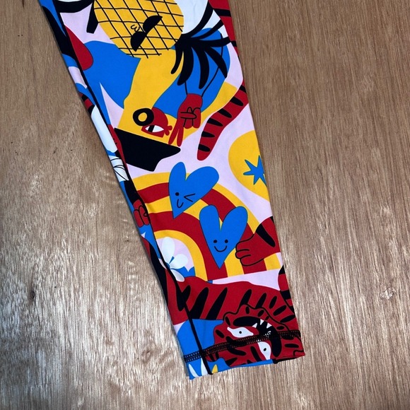 Adidas Womens Graphic Print High Waisted Leggings Multicolor Tiger Pop Art Large - Picture 2 of 8